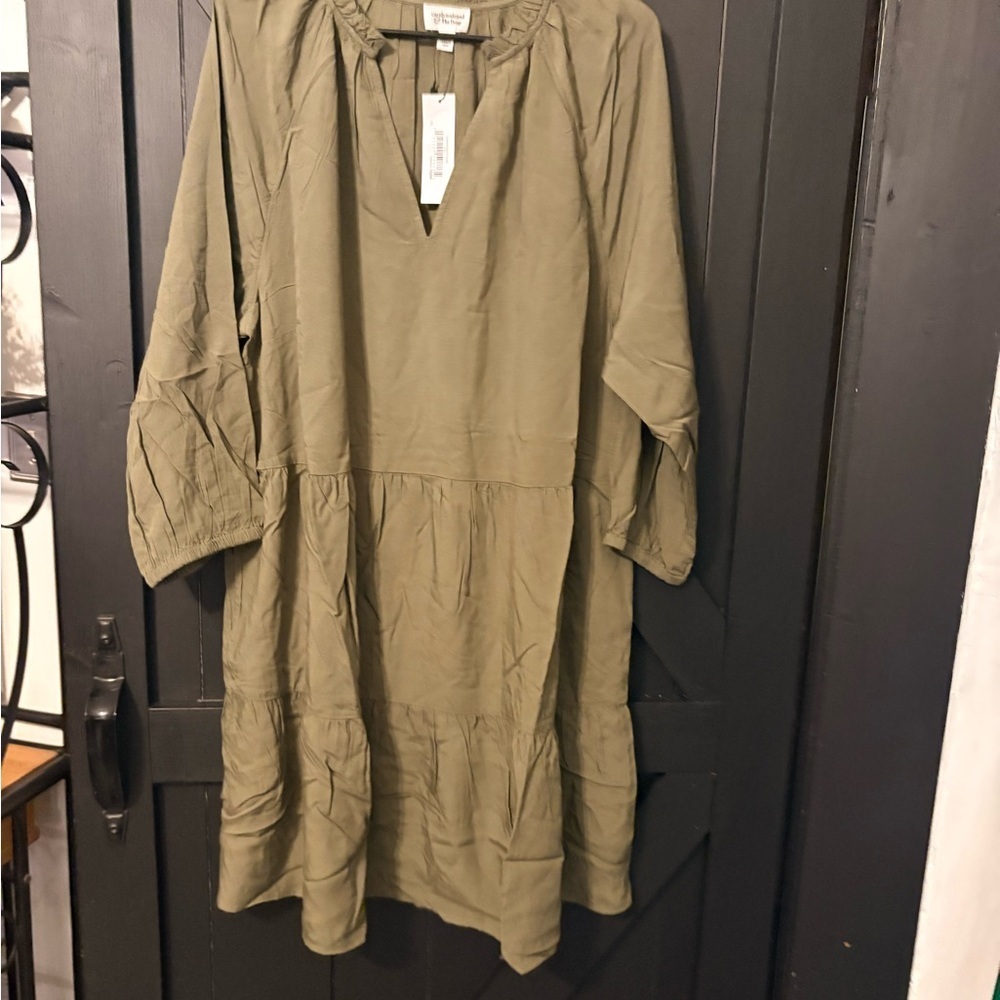 Olive Green Women's Dress - Picture 1 of 3